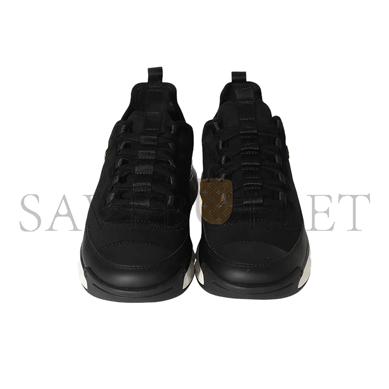 CHANEL BLACK SUEDE AND FABRIC CC LOW TOP SNEAKERS G35618 Y53646 94305
